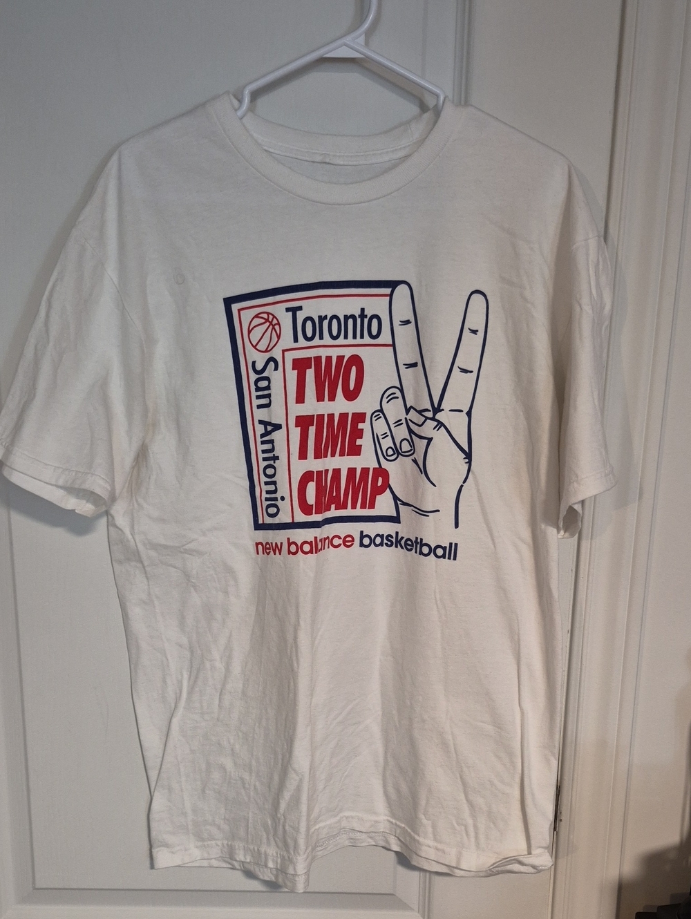 New Balance White Tee with Red and Navy Graphic